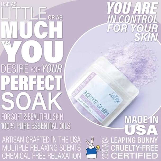 Luxiny Vegan Milk Bath Soak Made with Moisturizing Coconut Milk Powder, Essential Oil, & Sweet Almond Oil for a Bath Bomb Dust Soothing Fizz & Relaxing Soak, 8 oz. (Rosemary Lavender) - Image 5